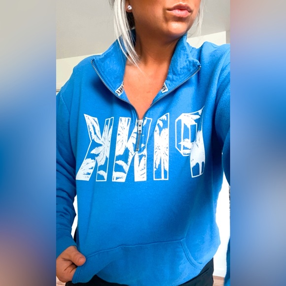 PINK Victoria's Secret | Tops | Victorias Secret Pink Y2k Quarter Zip Pull  Over Sweatshirt Royal Blue Sz Medium | Poshmark